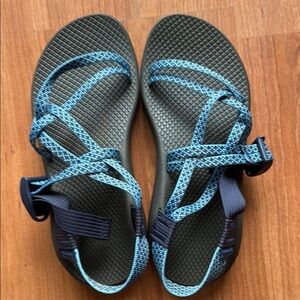 Blue and Black Strappy Chaco Cloud Sandals